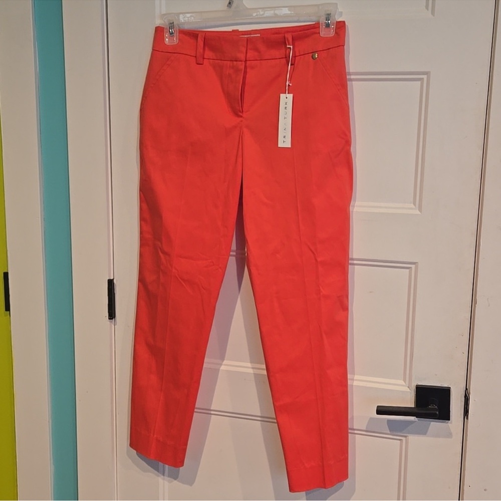 Trina Turk straight leg cropped pants NWT size 6 new w tags orange salmon Color